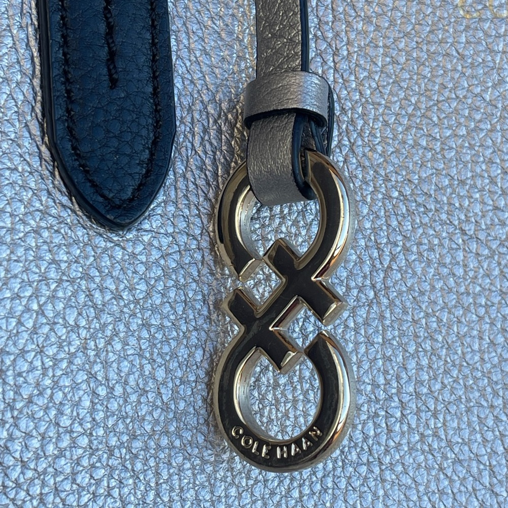 Cole Haan Palermo Silver and Black Two-Tone Leather Tote Bag - Picture 10 of 12